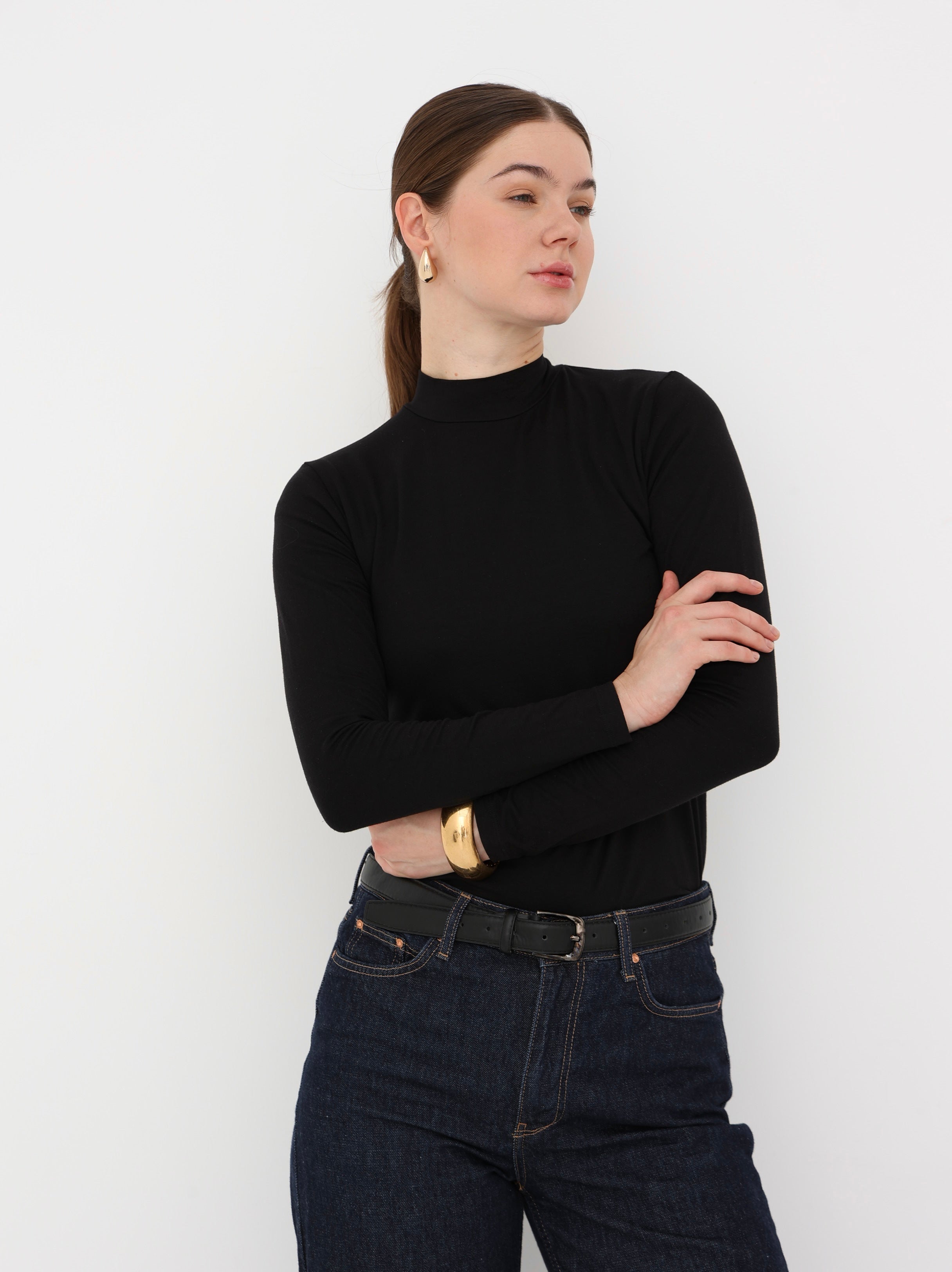 Long Sleeves Basic Top - Black