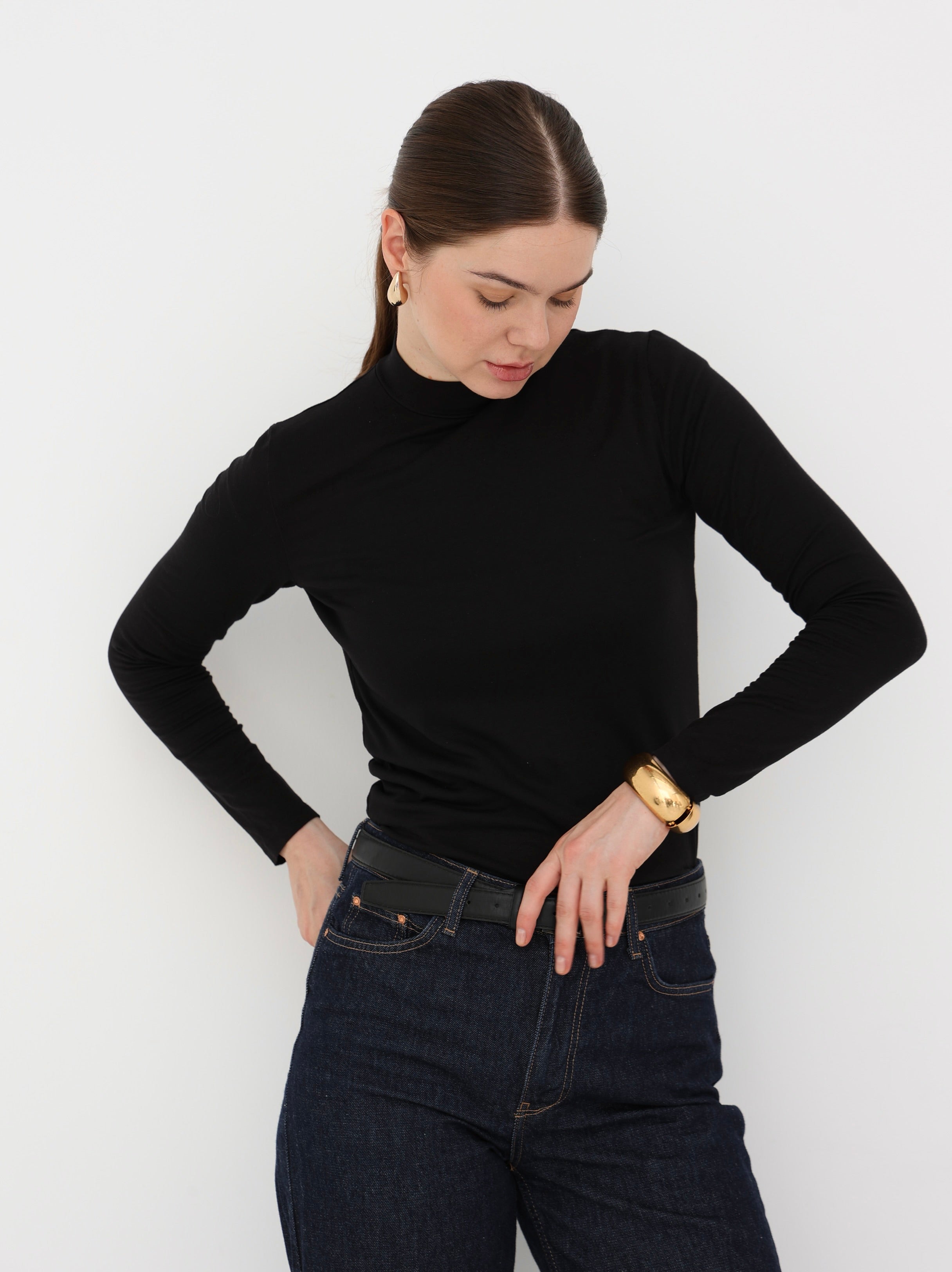 Long Sleeves Basic Top - Black