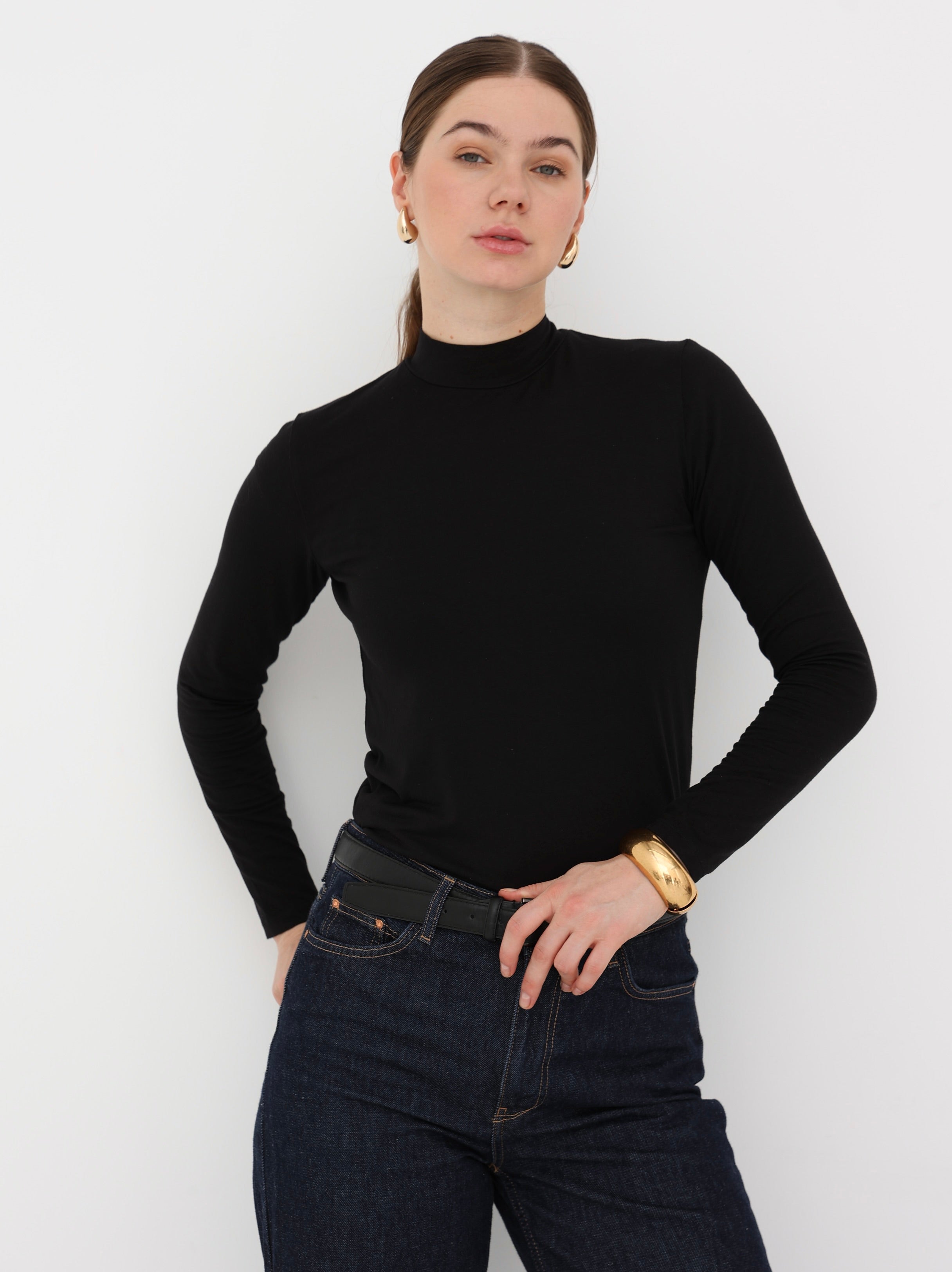 Long Sleeves Basic Top - Black