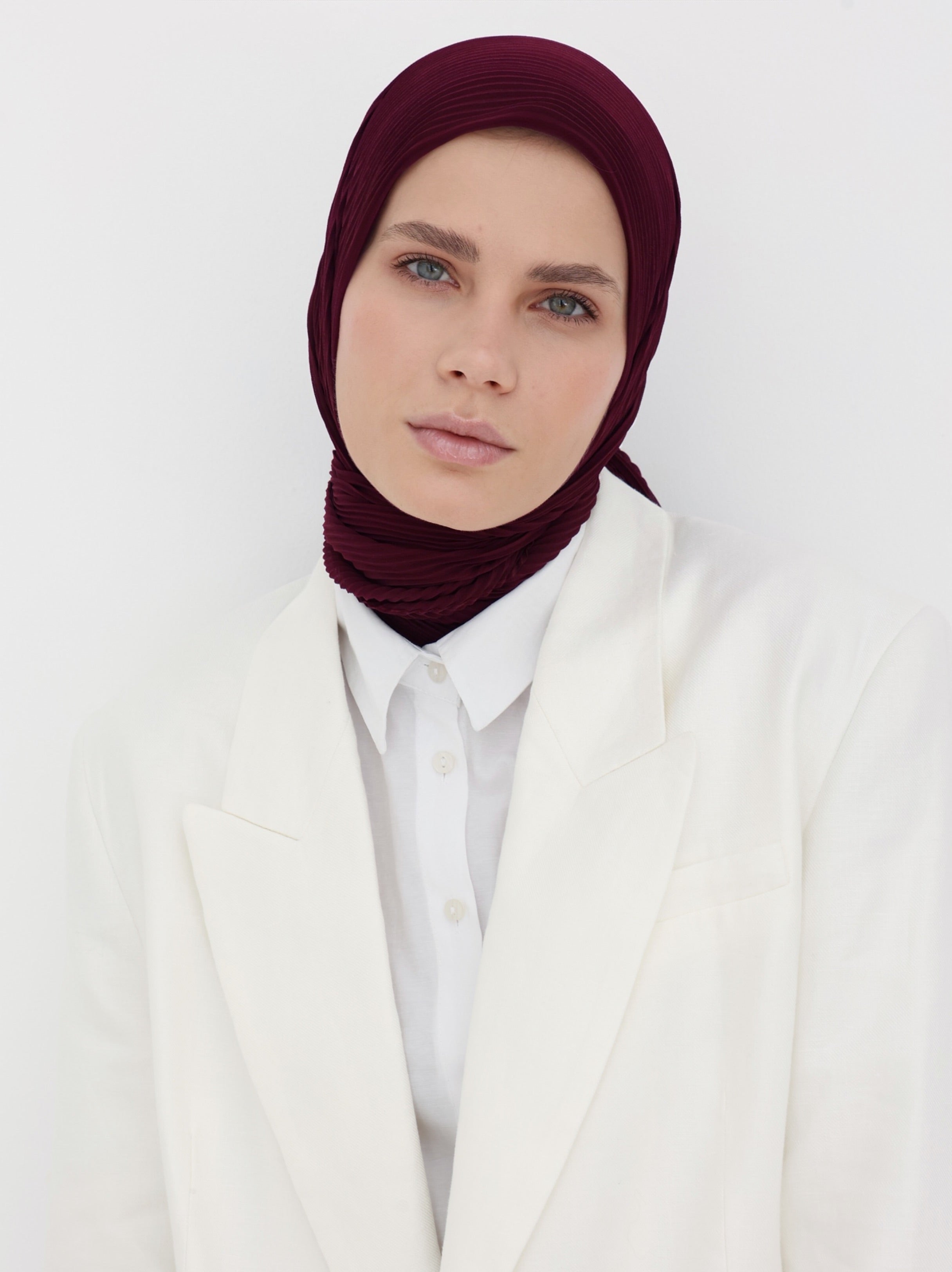 Pleated Chiffon - Maroon