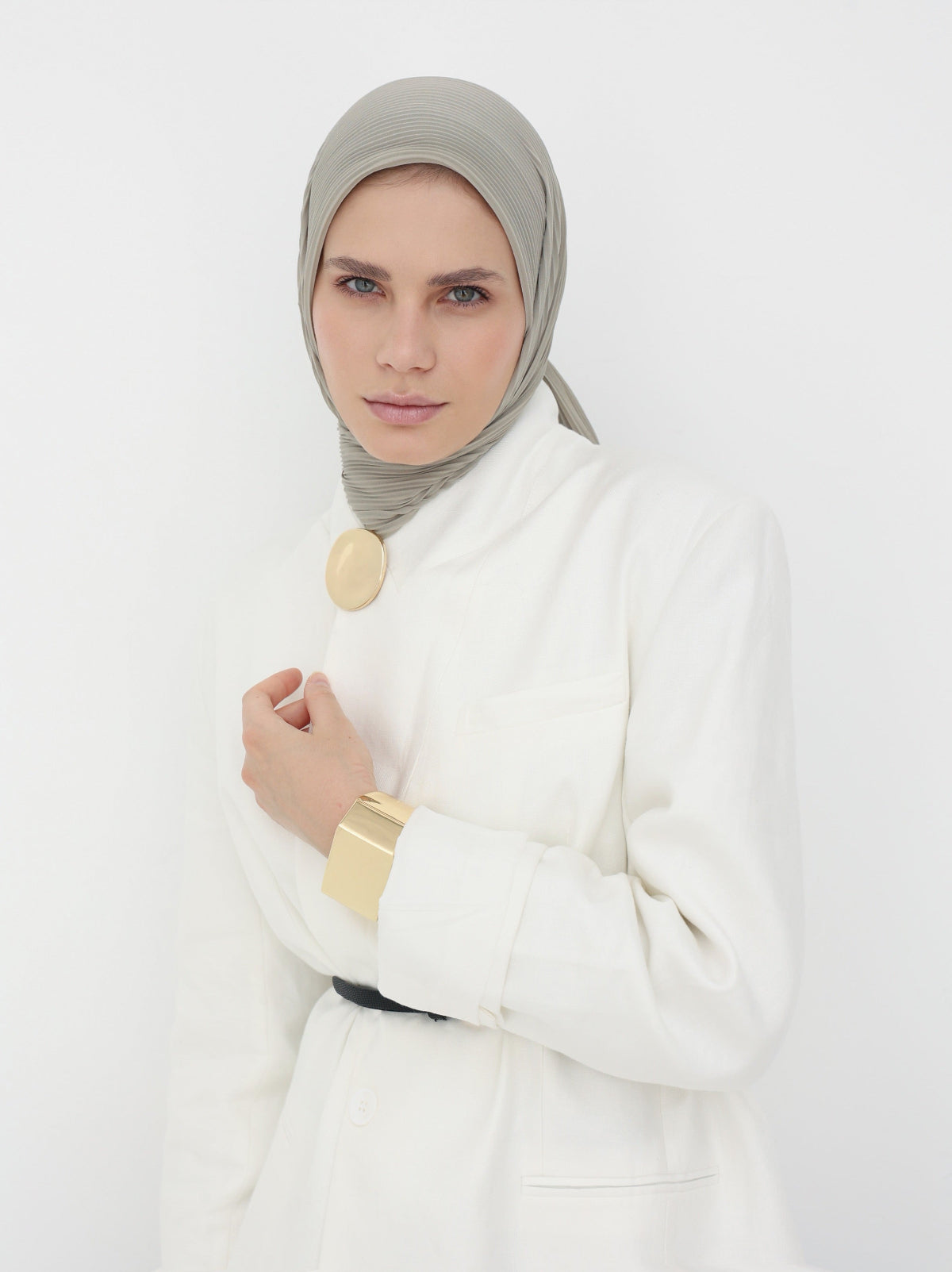 Pleated Chiffon - Pastel Grey