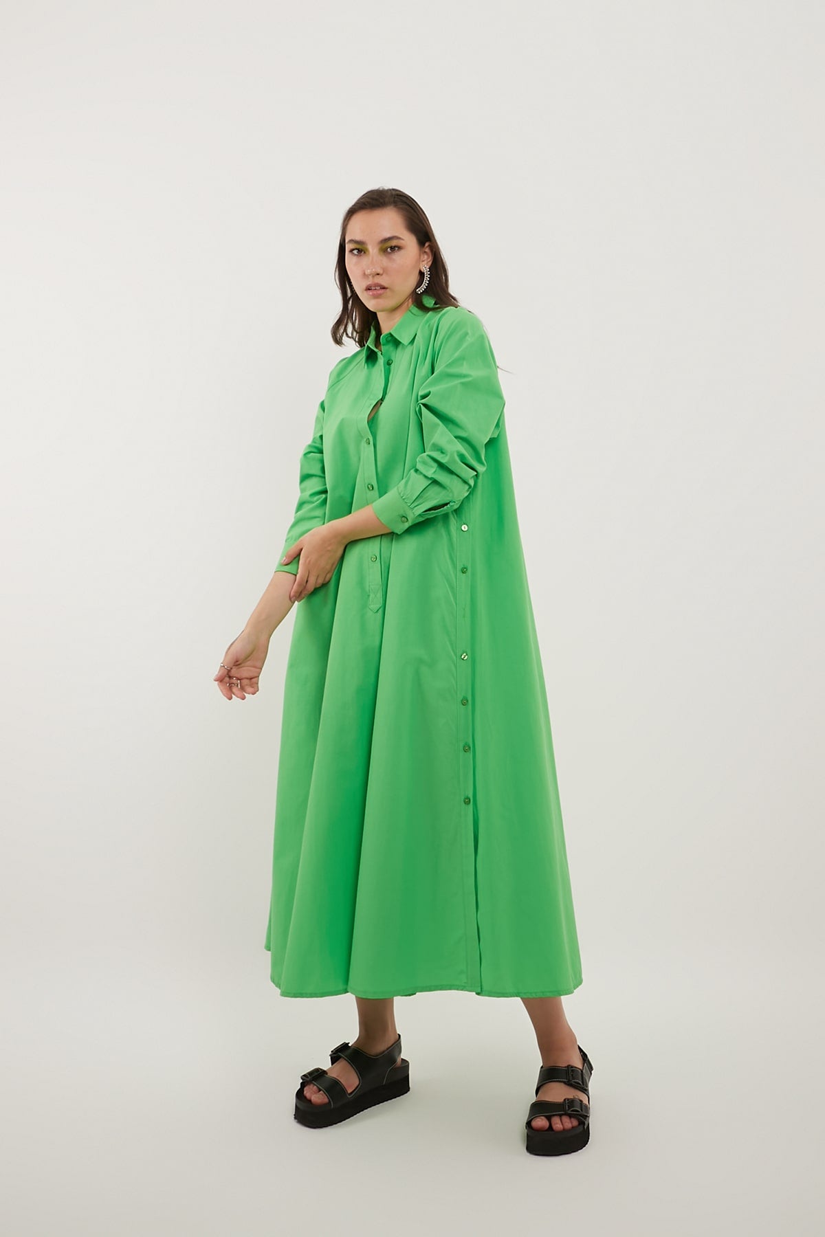 Light Green Maxi Shirt Dress
