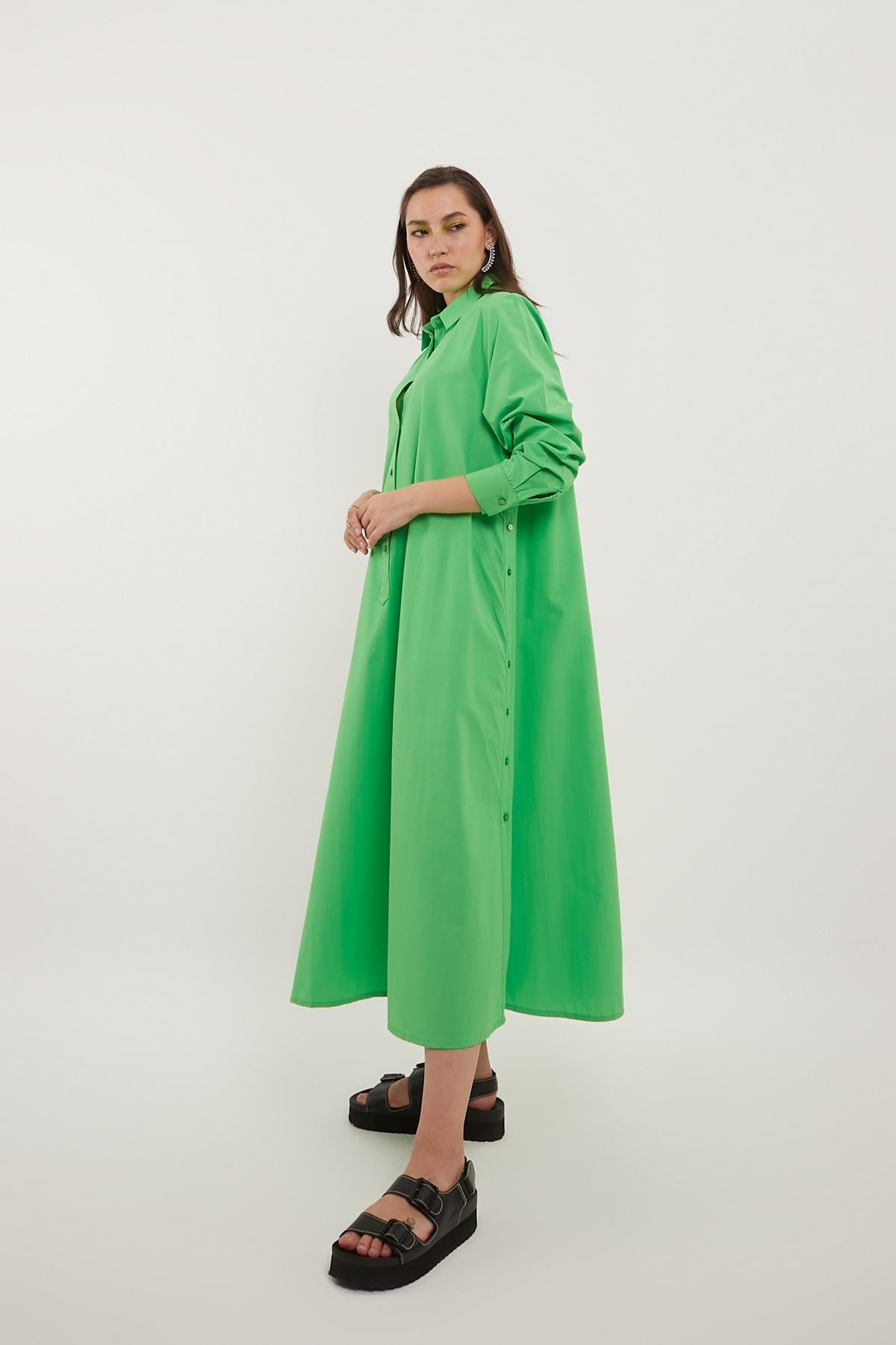 Light Green Maxi Shirt Dress