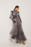 Gray Tulle Evening Dress